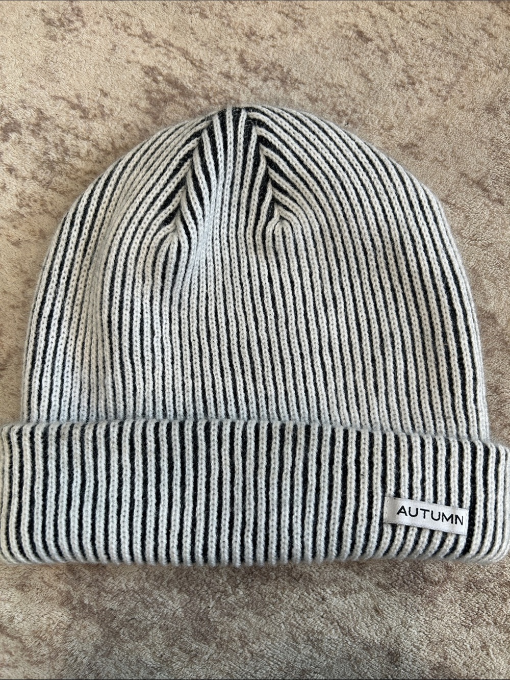 Autumn  Black & White Ribbed Beanie unisex